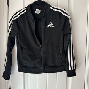 Adidas Boy Black Jacket with White Stripes